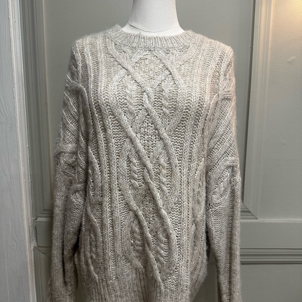 BB Dakota Beige Cable Knit Sweater